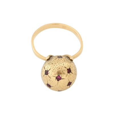 18 k Gold Globe Ring with Rubies