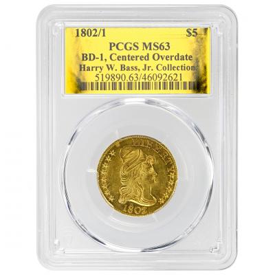 1802 1 5 Draped Bust BD 1 Centered Overdate Harry W Bass Jr Collection