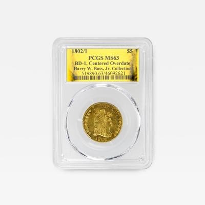 1802 1 5 Draped Bust BD 1 Centered Overdate Harry W Bass Jr Collection