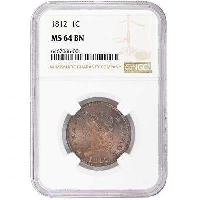 1812 1C Classic Head Cent NGC MS64BN