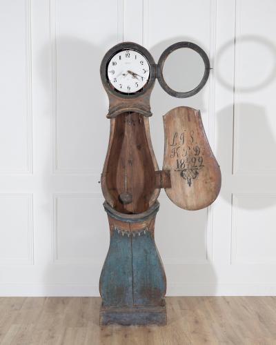 1822 Swedish Folk Art Tall Case Clock with Original Paint