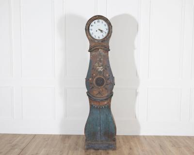 1822 Swedish Folk Art Tall Case Clock with Original Paint