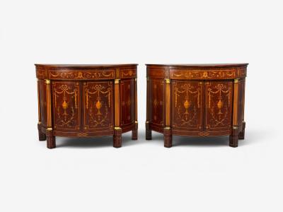 1830s English Neoclassical Demi Lune Cabinets Bronze Satinwood Inlay