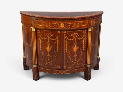 1830s English Neoclassical Demi Lune Cabinets Bronze Satinwood Inlay