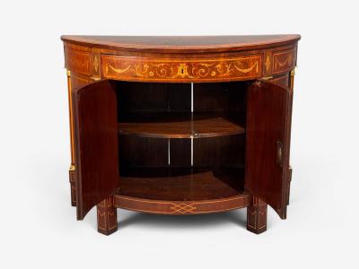 1830s English Neoclassical Demi Lune Cabinets Bronze Satinwood Inlay