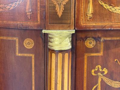 1830s English Neoclassical Demi Lune Cabinets Bronze Satinwood Inlay