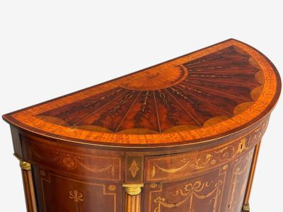 1830s English Neoclassical Demi Lune Cabinets Bronze Satinwood Inlay