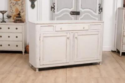 1830s Swedish Grey Painted Sideboard with Single Drawer over Two Doors
