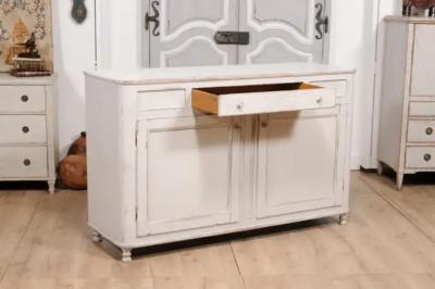 1830s Swedish Grey Painted Sideboard with Single Drawer over Two Doors
