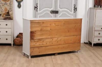 1830s Swedish Grey Painted Sideboard with Single Drawer over Two Doors