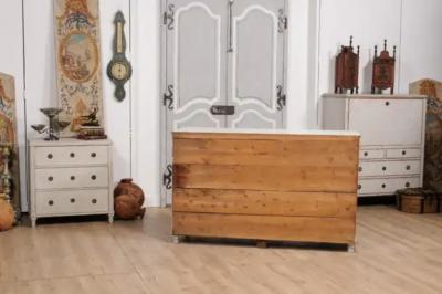 1830s Swedish Grey Painted Sideboard with Single Drawer over Two Doors