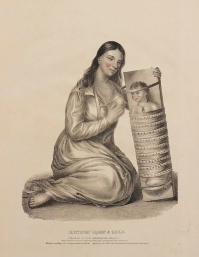 1838 Chippeway Squaw Child Hand Colored Lithograph
