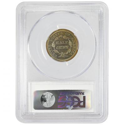1849 Braided Hair Half Cent Small Date Restrike PCGS PR64BN