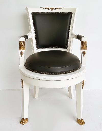 1850s French Empire Armchairs Fine Gilt Bronze Mounts Painted and Upholstered