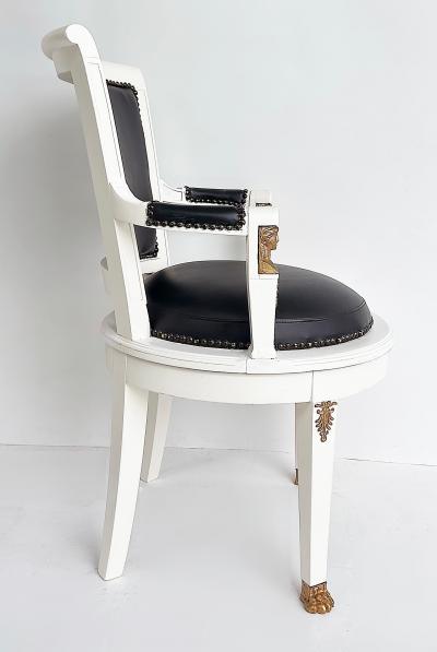 1850s French Empire Armchairs Fine Gilt Bronze Mounts Painted and Upholstered