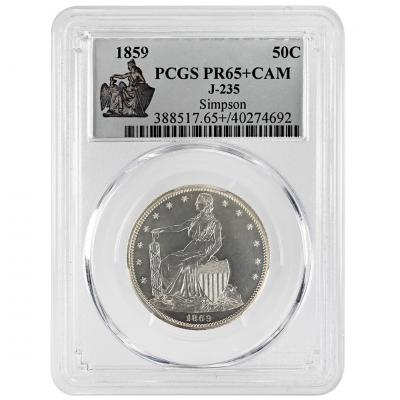 1859 50C J 235 Patterns PCGS PR65 CAM POP 1 0