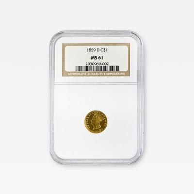 1859 D G 1 Gold Dollar NGC MS61