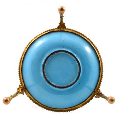1860 Antique French Kiln Fired Blue Enamel Jewelry Holder