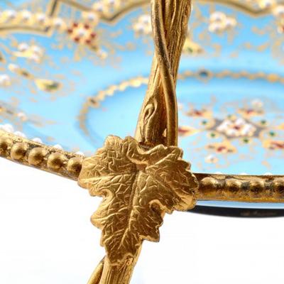 1860 Antique French Kiln Fired Blue Enamel Jewelry Holder