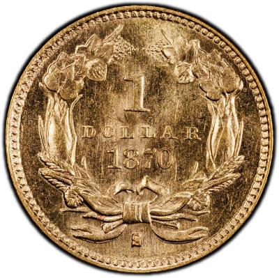 1870 S G 1 Gold Dollar PCGS MS65