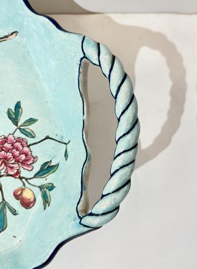 1871 Gien Antique French Asian Japanese Style Flower Decor Centerpiece Plate