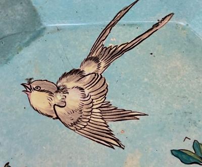 1871 Gien Antique French Asian Japanese Style Flower Decor Centerpiece Plate