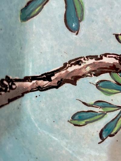 1871 Gien Antique French Asian Japanese Style Flower Decor Centerpiece Plate