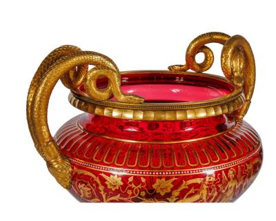 1876 Centennial Exhibition J L Lobmeyr Ormolu Mounted Ruby Glass Centerpiece