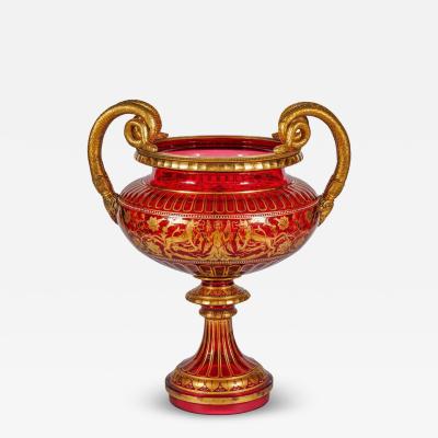 1876 Centennial Exhibition J L Lobmeyr Ormolu Mounted Ruby Glass Centerpiece