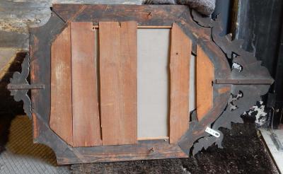 1880 1900 Venetian Mirror N3 with Pediment Blue Glass Adorned with Flowers