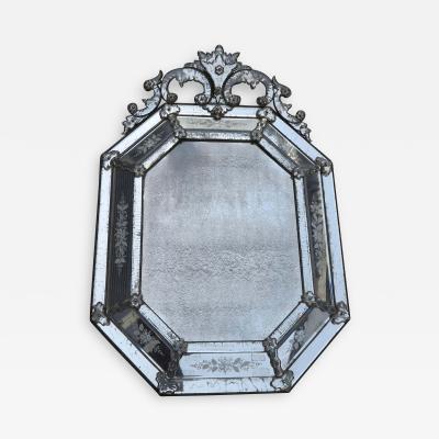 1880 Mirror Venice Octagonal has Front Wall Silvering Mercury Oxyded