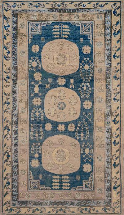 1880s Century Handwoven Antique Wool Khotan Rug