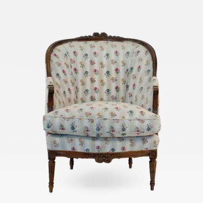 1880s French Fruitwood Louis XVI Style Bergere Chair