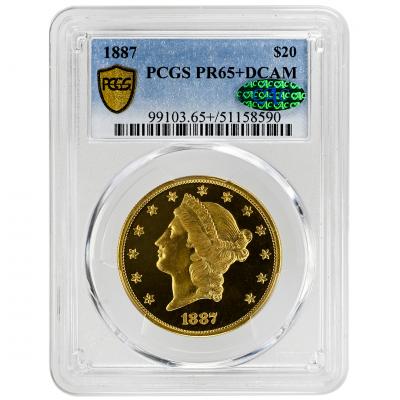 1887 20 Liberty Head PCGS PR65 DCAM CAC