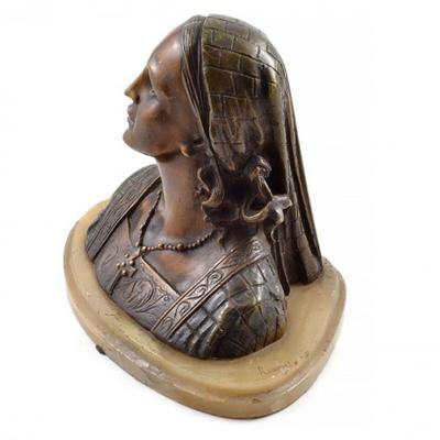 1890s Bronze Bust of Young Lady by Ruxples Onyx Base