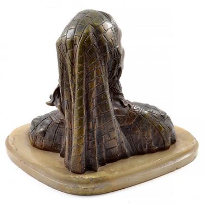 1890s Bronze Bust of Young Lady by Ruxples Onyx Base