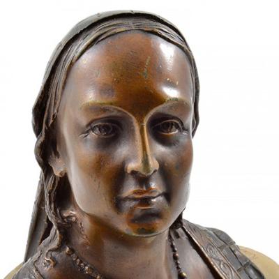 1890s Bronze Bust of Young Lady by Ruxples Onyx Base