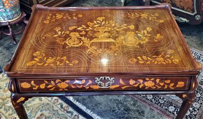 18C Dutch Marquetry Silver Table Exceptional