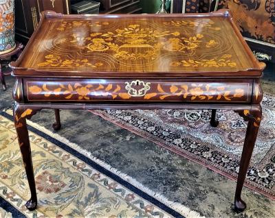 18C Dutch Marquetry Silver Table Exceptional