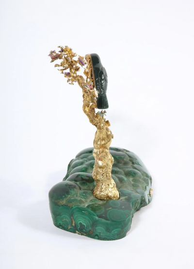 18K Gold Diamonds Amethyst Tourmaline Bloodstone and Jasper Toucan Bird