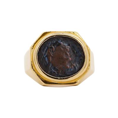 18K Gold Early Christian Roman Biblical Coin Mens Ring