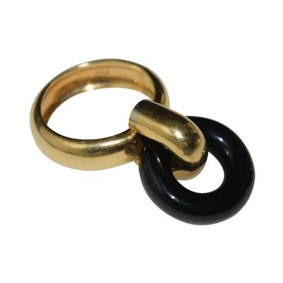 18K Gold Onyx Loop Ring