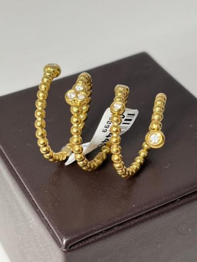 18K Gold and Diamond Coil Ring from Italy