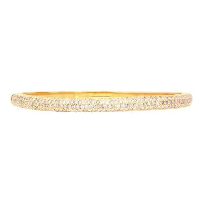 18K Gold and Round Pink Diamond Pave Set Bangle Bracelet