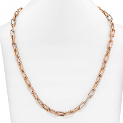 18K ROSE GOLD 21 CARAT DIAMOND LINK CHAIN NECKLACE