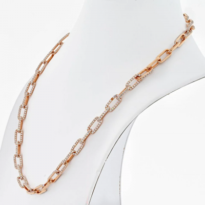18K ROSE GOLD 21 CARAT DIAMOND LINK CHAIN NECKLACE