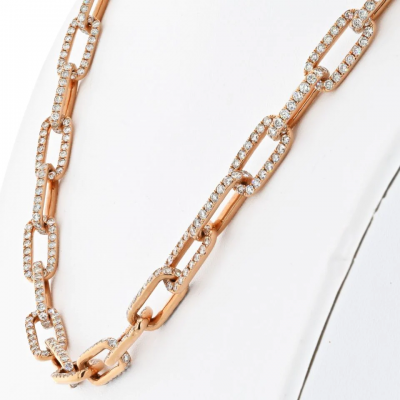 18K ROSE GOLD 21 CARAT DIAMOND LINK CHAIN NECKLACE