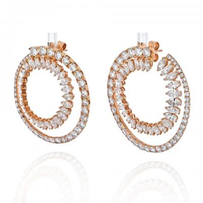 18K ROSE GOLD 25 CARAT DIAMOND HOOP EARRINGS