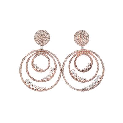 18K ROSE GOLD DIAMOND TRIPLE HOOP EARRINGS