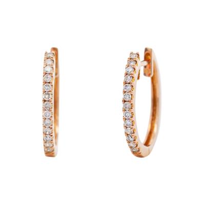 18K Rose Gold 1 3 Carat Huggie Hoop Earrings Latch Backs